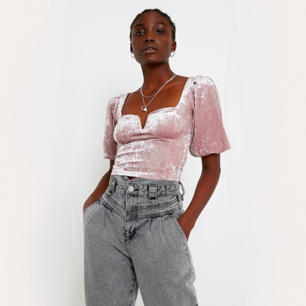 URBAN OUTFITTERS Pink Velvet Bustier Top - Picture 11 of 11